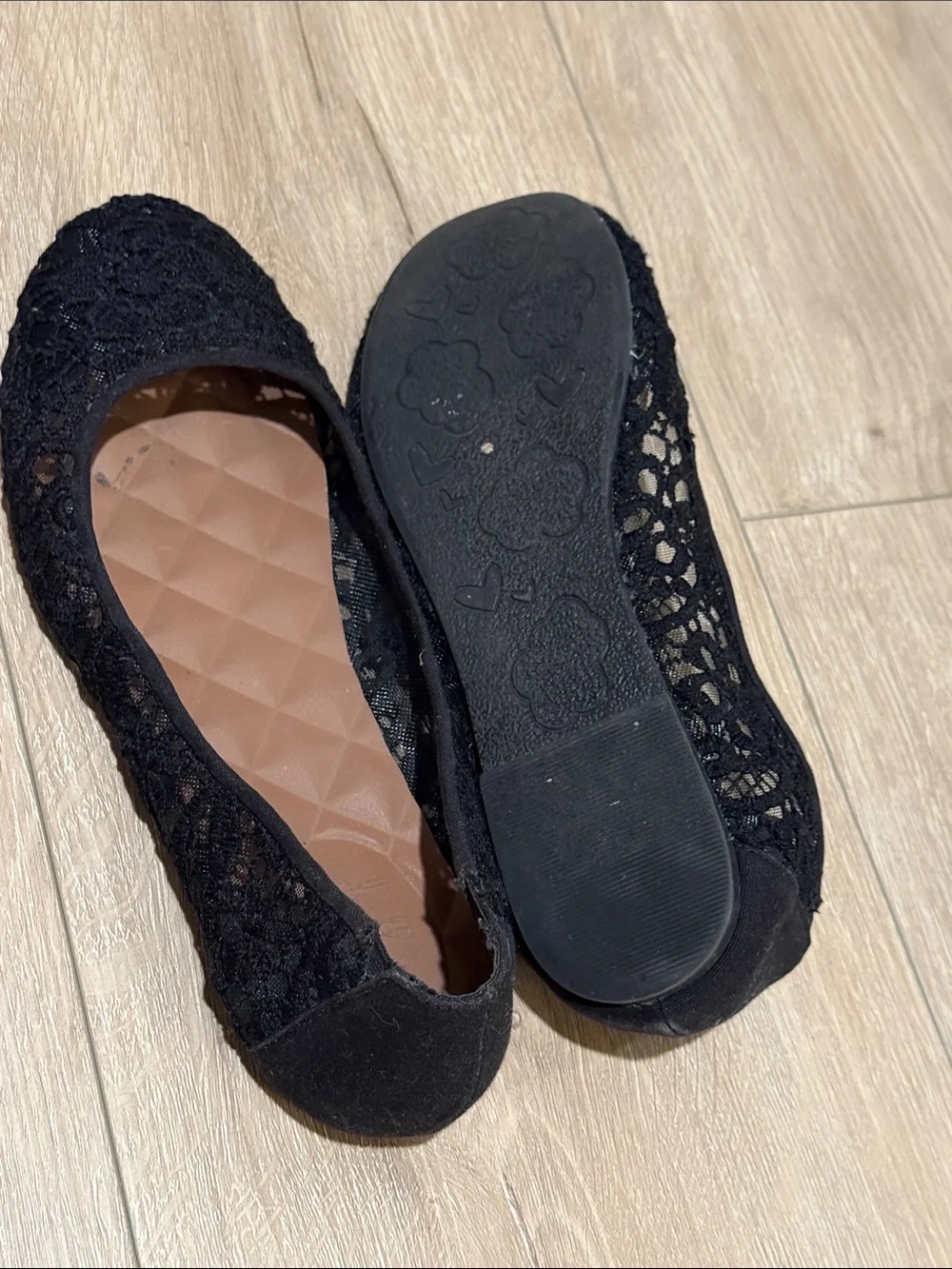 Jellypop Black Lace Quilted Insole Ballet Flats